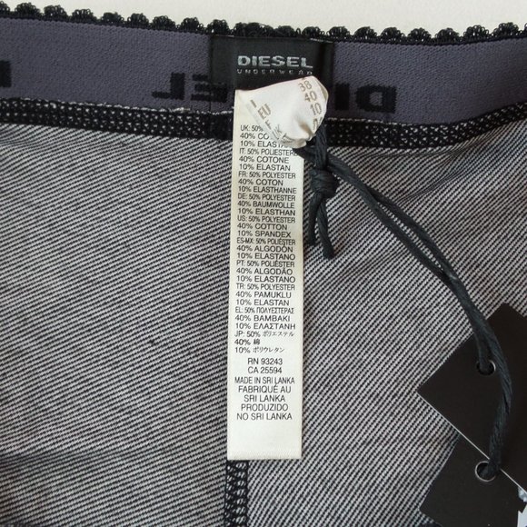 Diesel Women's Briefs Panties Medium Black Grey New - Picture 6 of 7